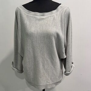 🔵 Soho Jeans NY & CO. Relaxed Fit Wide Neck Gray Batwing Sweater Size Medium